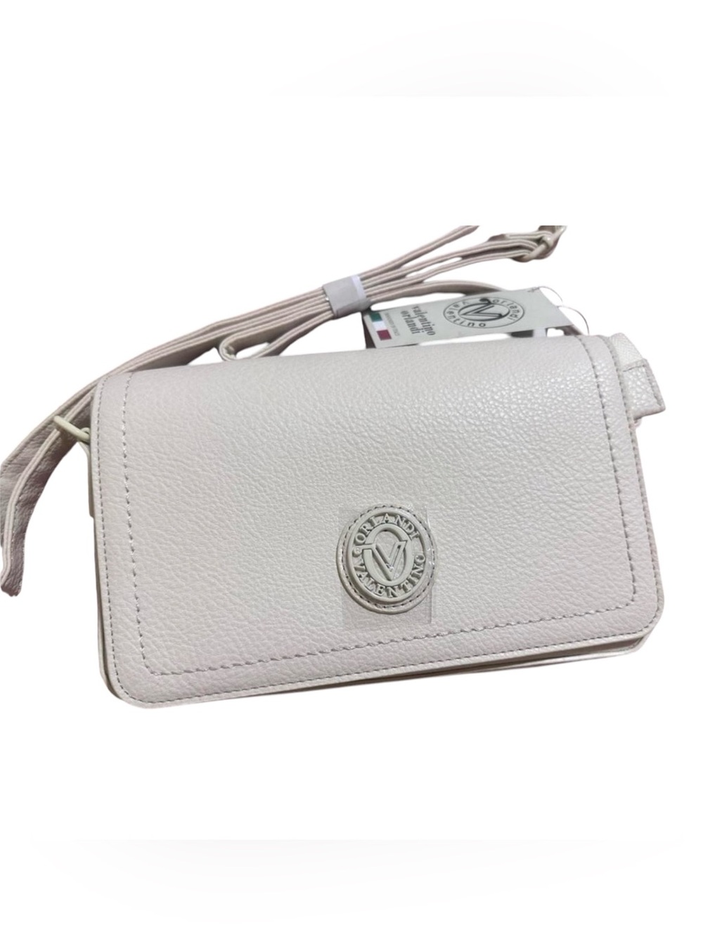 NWT Valentino Orlandi Off White Textured Leather Crossbody Bag Made in Italy